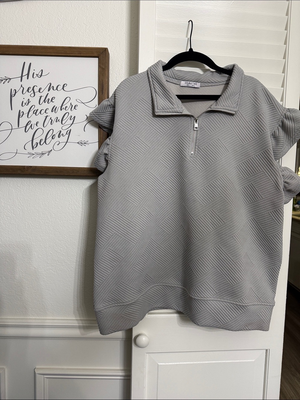 Double D Ranch Women's Gray Half-Zip Textured Pullover